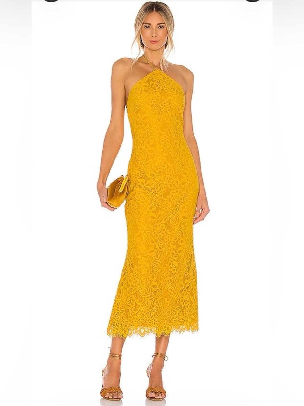 House of Harlow 1960 x REVOLVE Rosaline Yellow Lace Halter Dress Size M